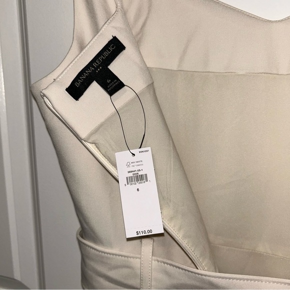 NWT Banana Republic Cream Belted Midi Sheath Dress - Picture 6 of 10